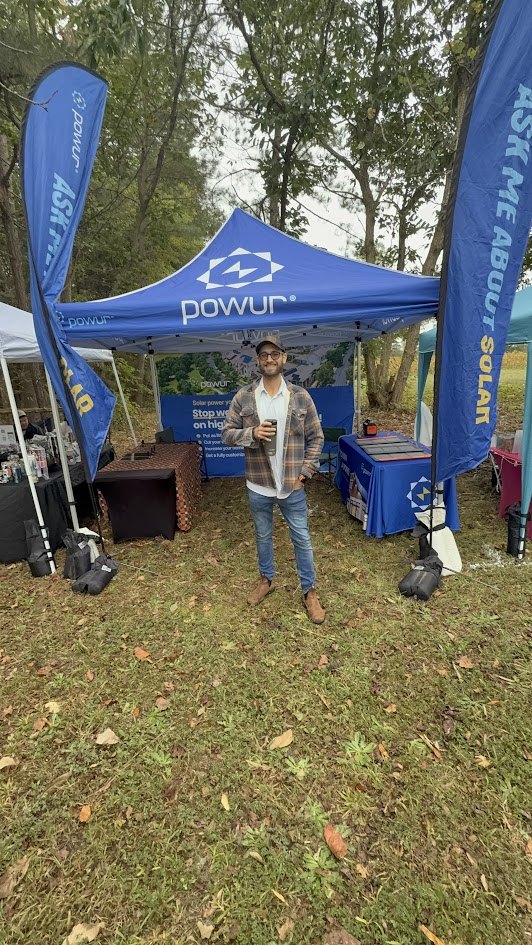 Consultant inside Powur tent